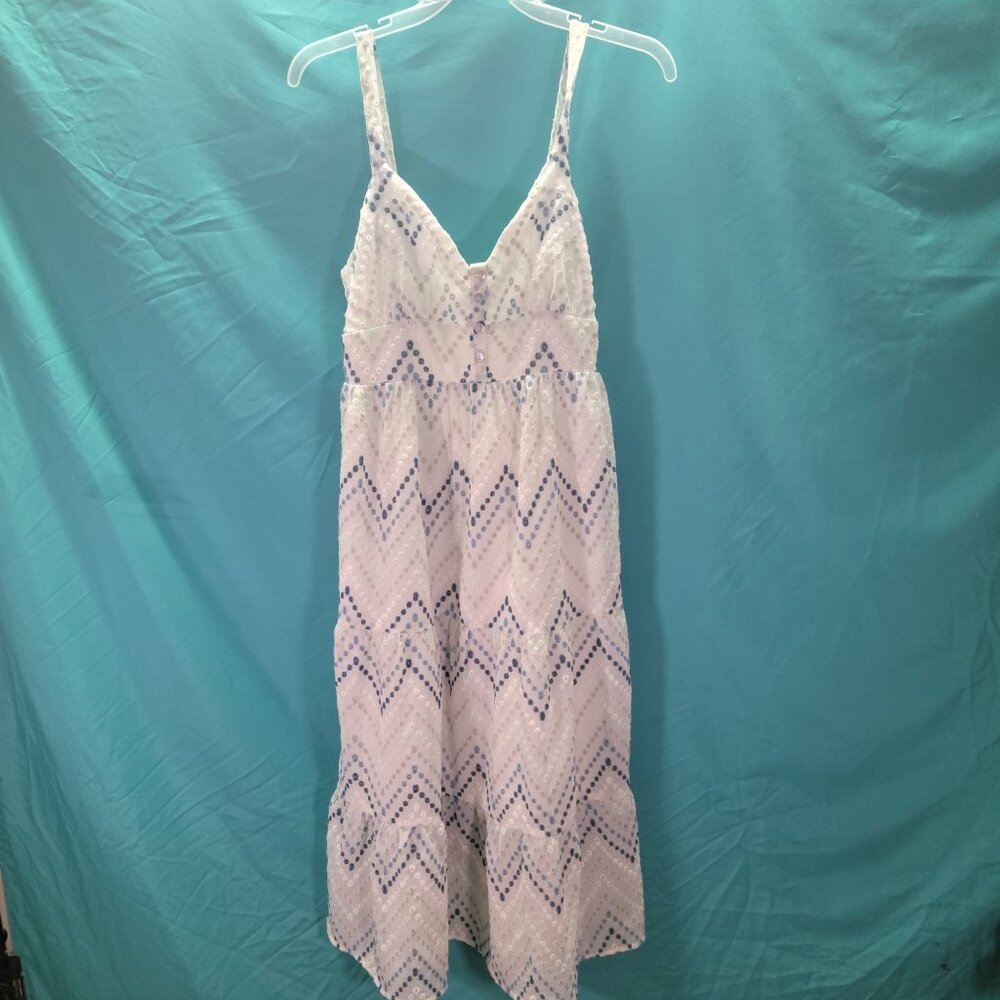 Love Stitch White & Blue Polka Dot Maxi Dress With Adjustable Straps Size S